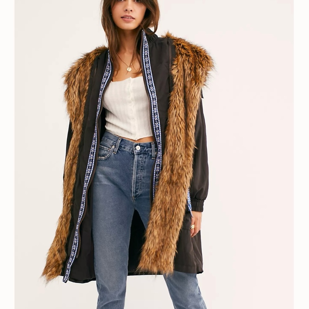 NWOT FREE PEOPLE Folklore Parka Faux Fur Jacket Coat XS